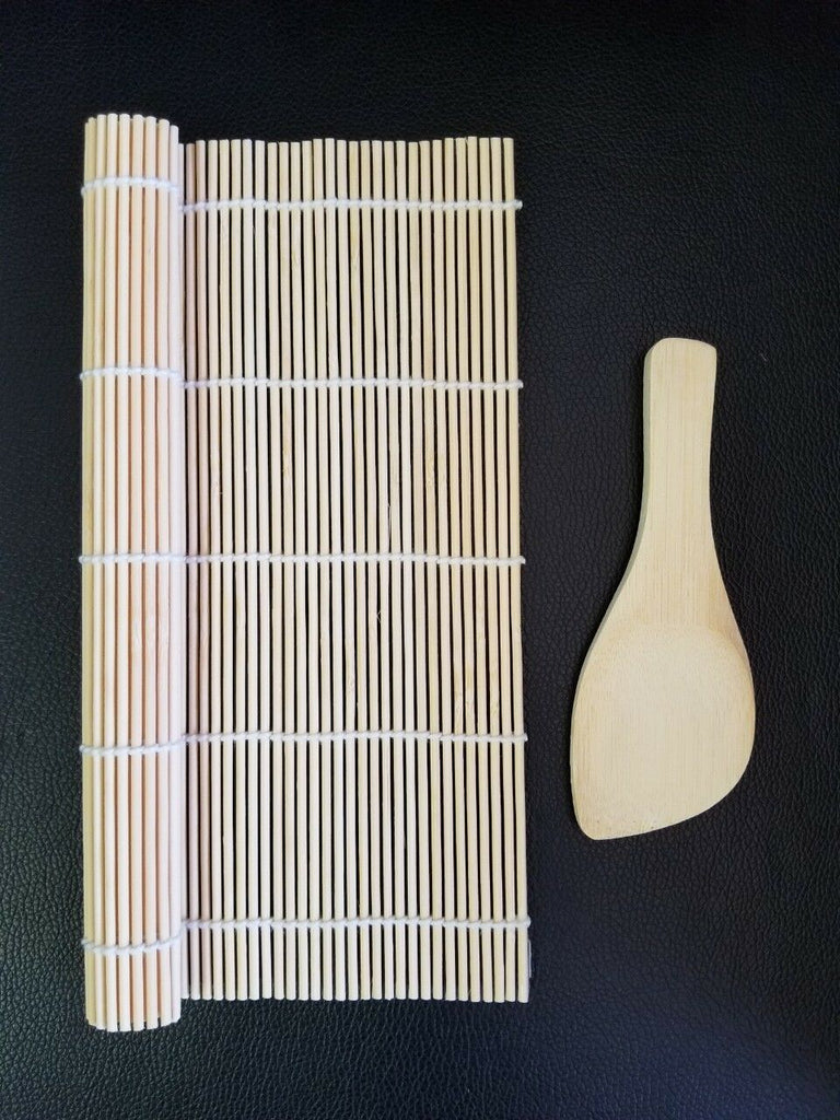 JapanBargain 3664, Sushi Making Kit Bamboo Roller Rolling Mat and Rice  Paddle Scoop Set